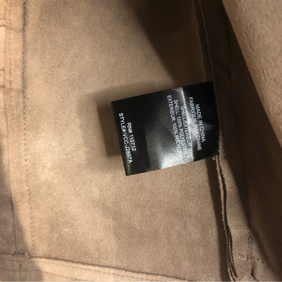 Vigoss Brown Faux Leather Suede Drape Front Moto Jacket S - Picture 5 of 5